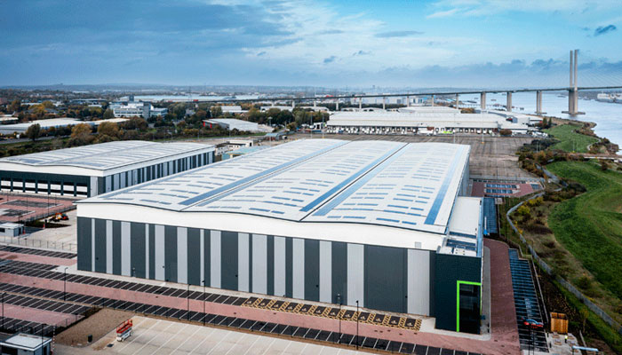 Crossways Commercial Park aerial view of warehouse